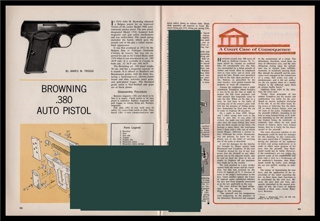 1963 BROWNING 380 Auto Pistol SchemaParts List Assembly Disassembly Article-img-0