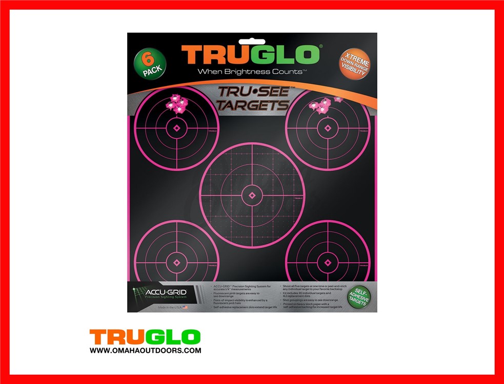 TRUGLO Tru-See Pink 5-Bullseye Target TG11P6-img-0
