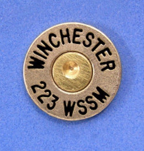 Winchester 223 WSSM Nickel Cartridge Hat Pin  Tie Tac  Ammo Bullet-img-0