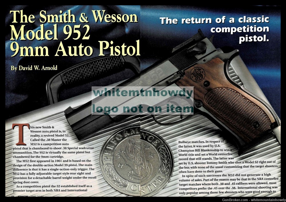 2001 SMITH & WESSON Model 952 9mm Pistol 6-pg Evaluation Article-img-0