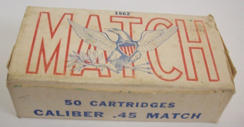 1962 Federal Cartridge Corp. Match 45 Caliber Ammunition - 50 Rounds Ammo-img-0