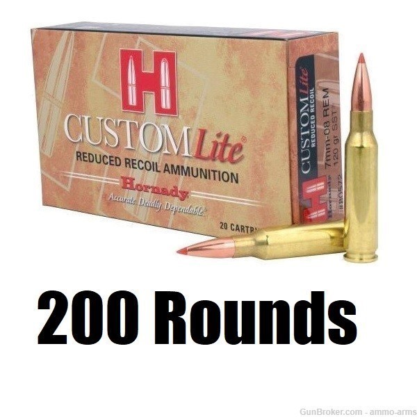 Hornady Custom Lite 7mm-08 Remington 120 Grain SST 200 Rounds - 80572-img-1
