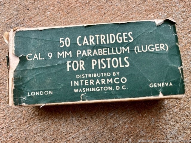 VINTAGE CAL.9mm PARABELLUM (LUGER) 50 RD BOX  NWM 58 -img-1
