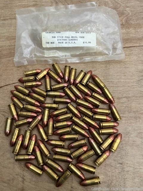 79 Rd 9 mm Luger 115GR Full Metal Case Georgia Arms Ammo-img-1