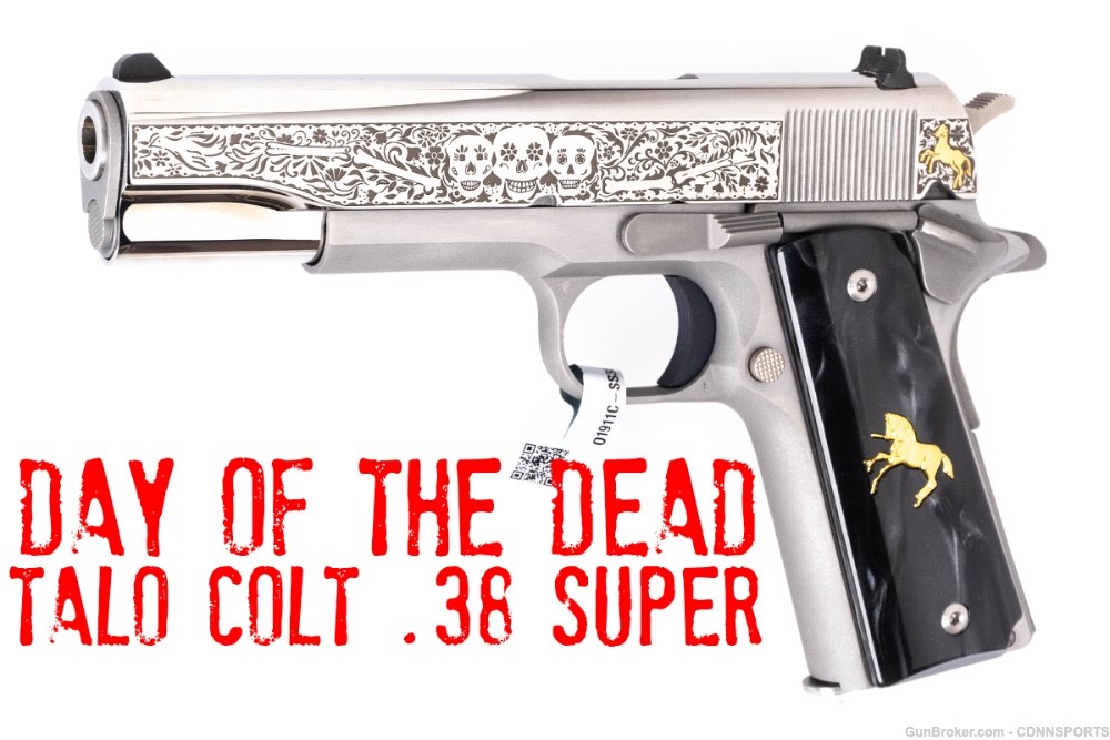 TALO Colt Day of the Dead 1911 Stainless .38 Super #199 of 500 NEW IN BOX-img-0