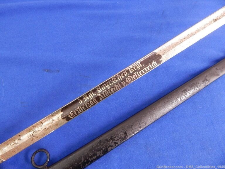 WW1 WWI Bavarian M1889 Etched Blade Officers Sword with Sheath-img-4