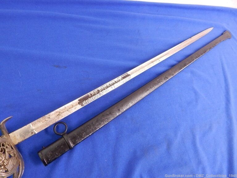 WW1 WWI Bavarian M1889 Etched Blade Officers Sword with Sheath-img-2