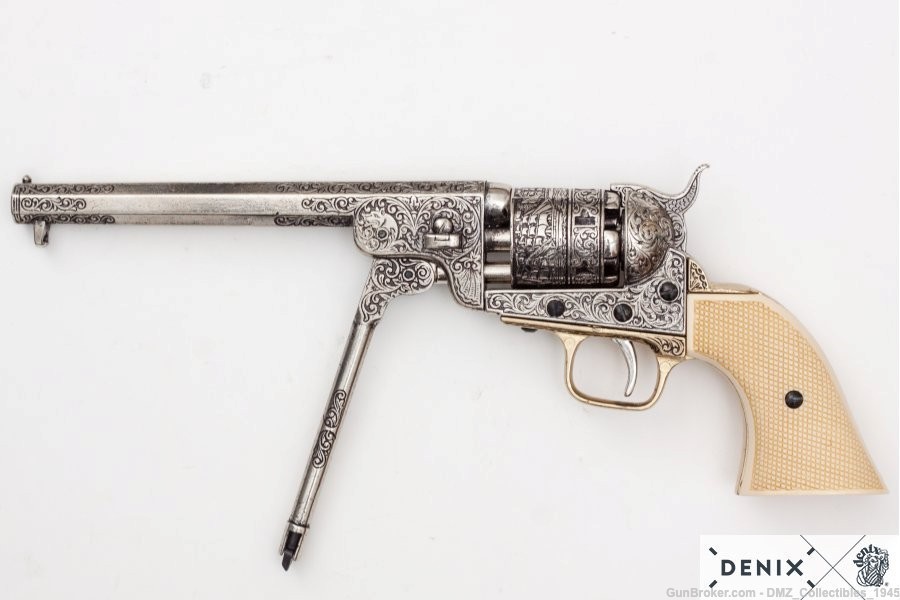 Civil War M1851 Replica Silver Navy Pistol Non Firing Gun by Denix-img-2
