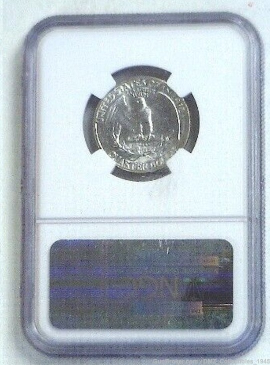 1963 US 25 Cent Quarter with Washington Graded-img-1