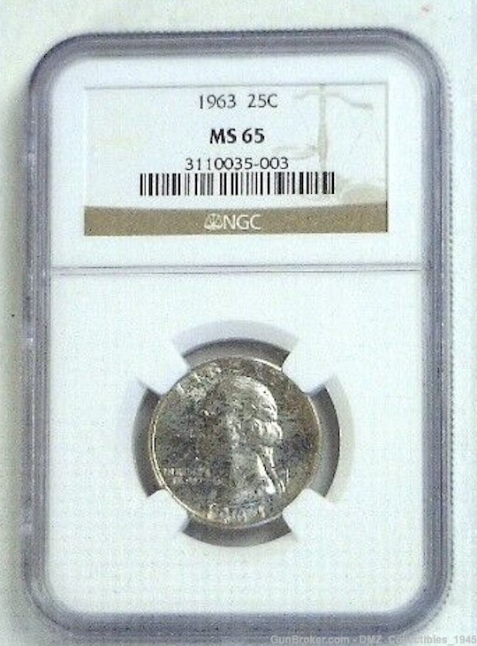 1963 US 25 Cent Quarter with Washington Graded-img-0