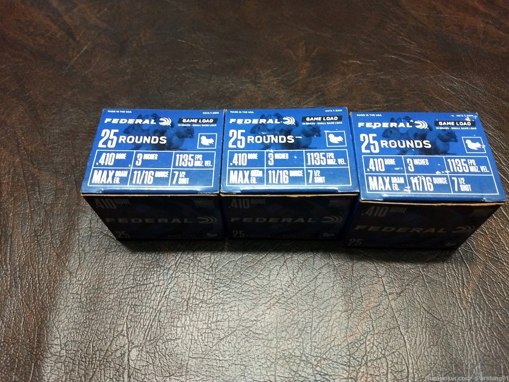 "REDUCED" FEDERAL GAME LOAD .410 GA 3" 7 1/2 SOT - 75 RDS " REDUCED "-img-1