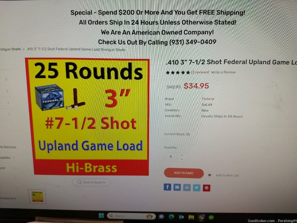 FEDERAL GAME LOAD .410 GA 3" 7 1/2 SOT - 75 RDS " REDUCED "-img-4