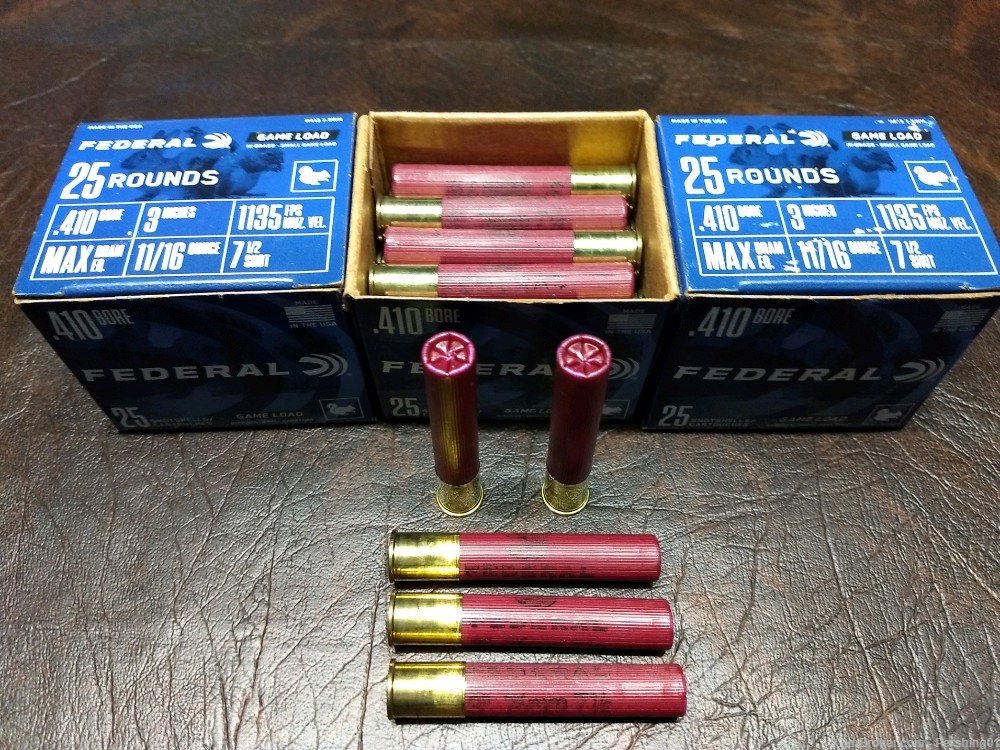 "REDUCED" FEDERAL GAME LOAD .410 GA 3" 7 1/2 SOT - 75 RDS " REDUCED "-img-0