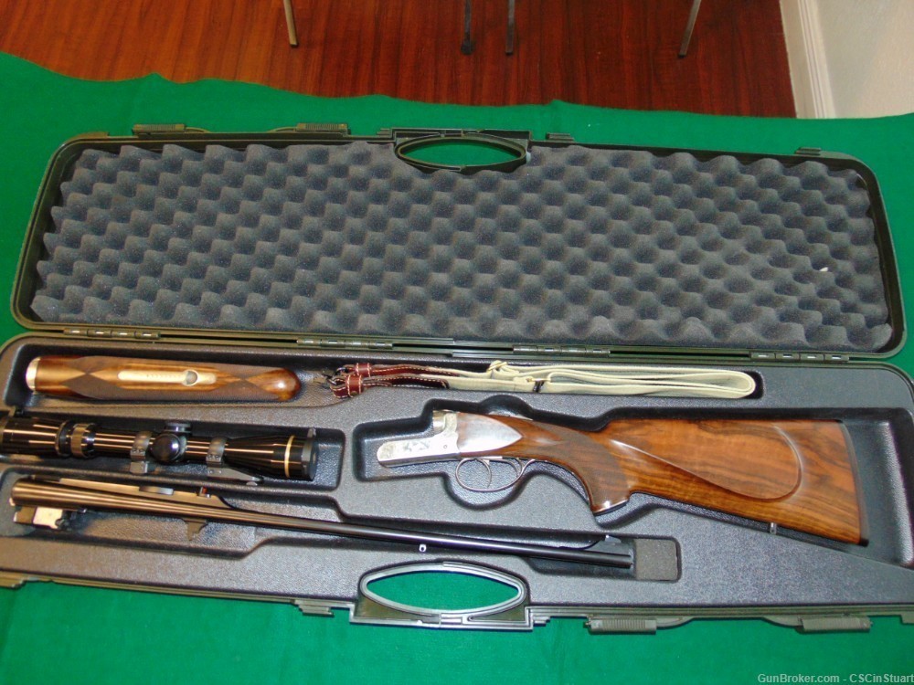Double Rifle Safari Grade by Chapuis Armes France 7x65Rmm w/ scope, case + -img-53