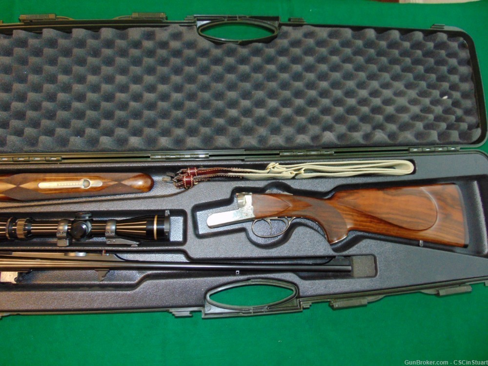 Double Rifle Safari Grade by Chapuis Armes France 7x65Rmm w/ scope, case + -img-54