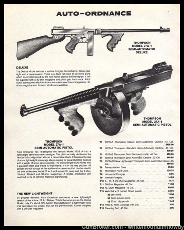 1984 THOMPSON 27A-1 Rifle and Pistol PRINT AD-img-0