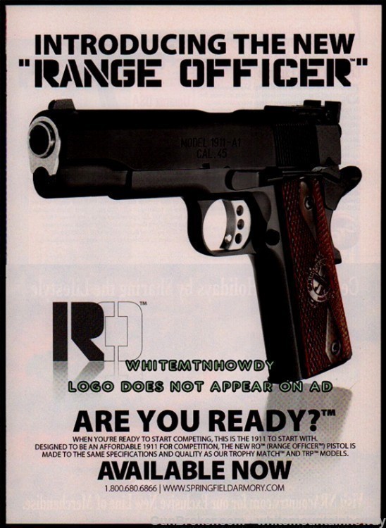 2011 SPRINGFIELD Range Officer 1911 Pistol Original PRINT AD-img-1