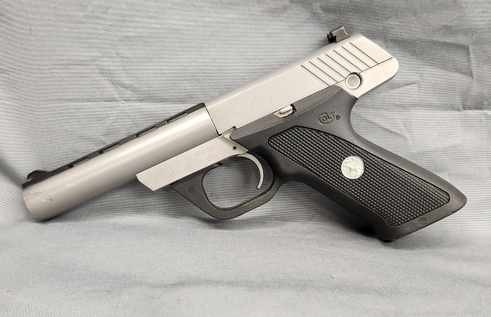 Colt 22 pistol 4.5" 22LR stainless with box-img-0