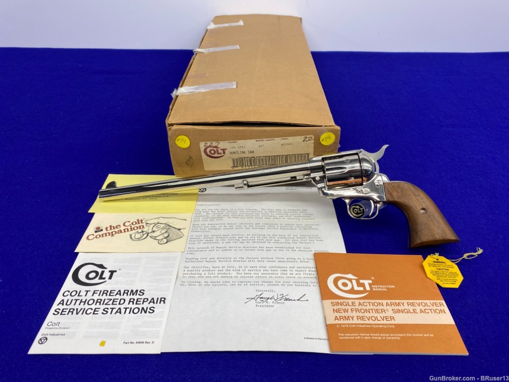 1981 Colt Buntline Single Action Army .44 Special 12" *RARE NICKEL FINISH* -img-0