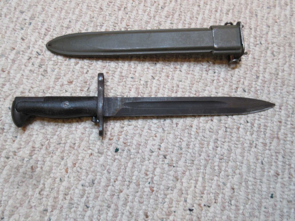 US WWII M1 GARAND AMERICAN FORK & HOE 10" BAYONET WITH SCABBARD -img-2