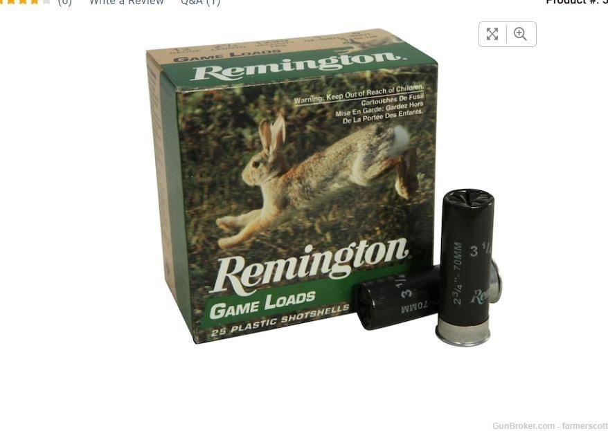 Remington game Load 12GA 2 3/4 1oz 6 shot  -img-0
