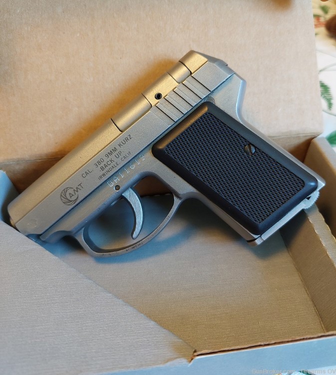 AMT Backup, .380, Stainless with Box, Manual, excellent-img-0