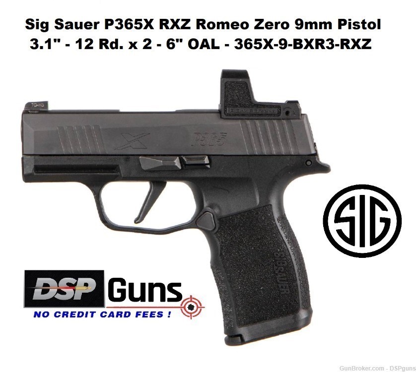 Sig Sauer P365X RXZ Romeo Zero 9mm, 3.1", 12 Rd. x 2 - 365X-9-BXR3-RXZ-img-0
