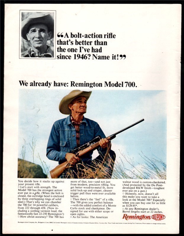 1965 REMINGTON 700 Bolt-Action Rifle PRINT AD-img-0