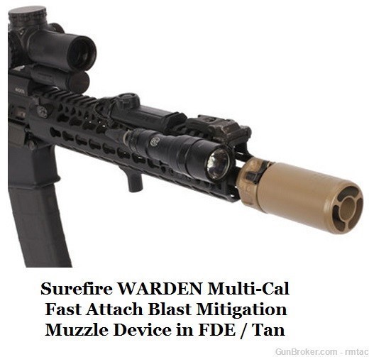 Surefire WARDEN Blast Regulator Muzzle Device Multi-cal Fast Attach FDE Tan-img-3