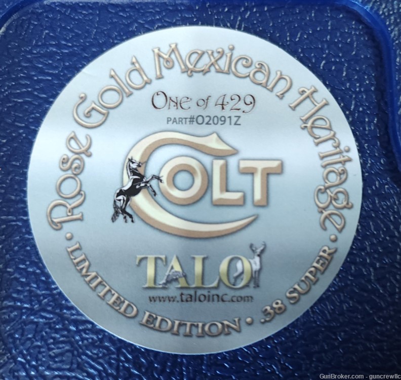 Colt TALO Rose Gold Mexican Heritage o2091z 1911 38 Super 1 / 429 Layaway-img-2