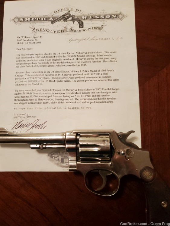 COLLECTOR CLASSIC-SMITH & WESSON 38 DOUBLE ACTION-FOURTH MODEL #1905- -img-0