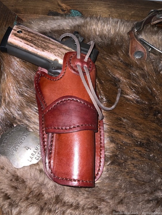1911 pistol holster, fits full size 1911, leather, handcrafted, western -img-0