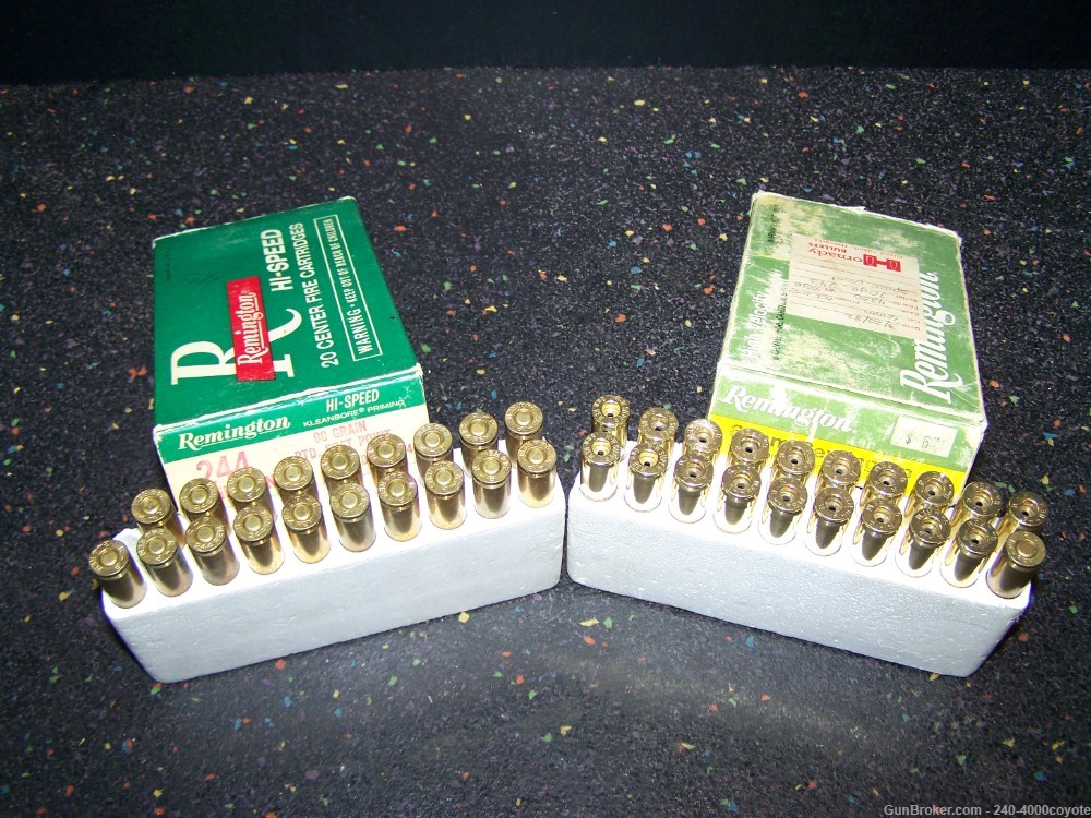 Collectable .244 Remington Ammo w/ Additional Box of 6mm Rem Brass and Ammo-img-1
