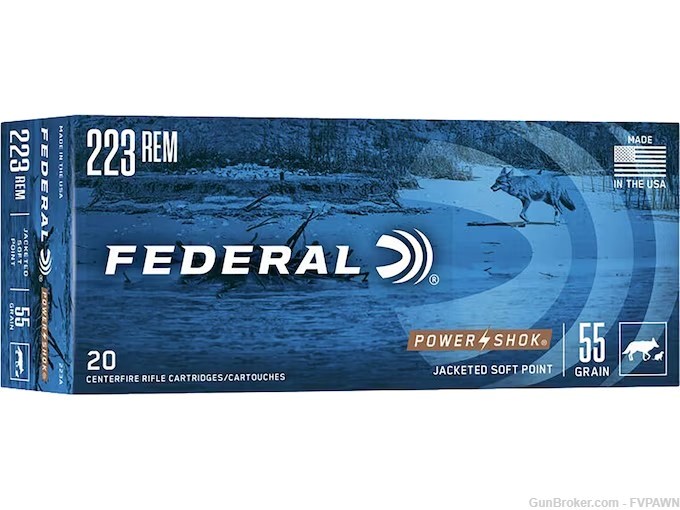 5 Boxes 100 Rds Federal Power-Shok Ammo 223 Remington 55 Gr Soft Point-img-0