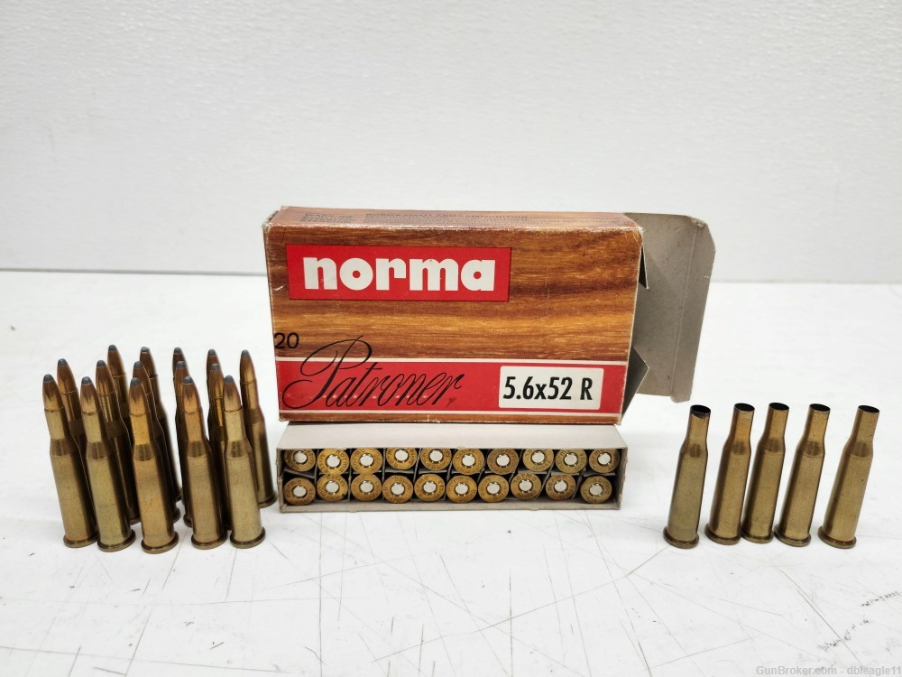 Norma 5.6x52R .22 Savage Hi-Power 71 grain 35 rds & 5 cases-img-0