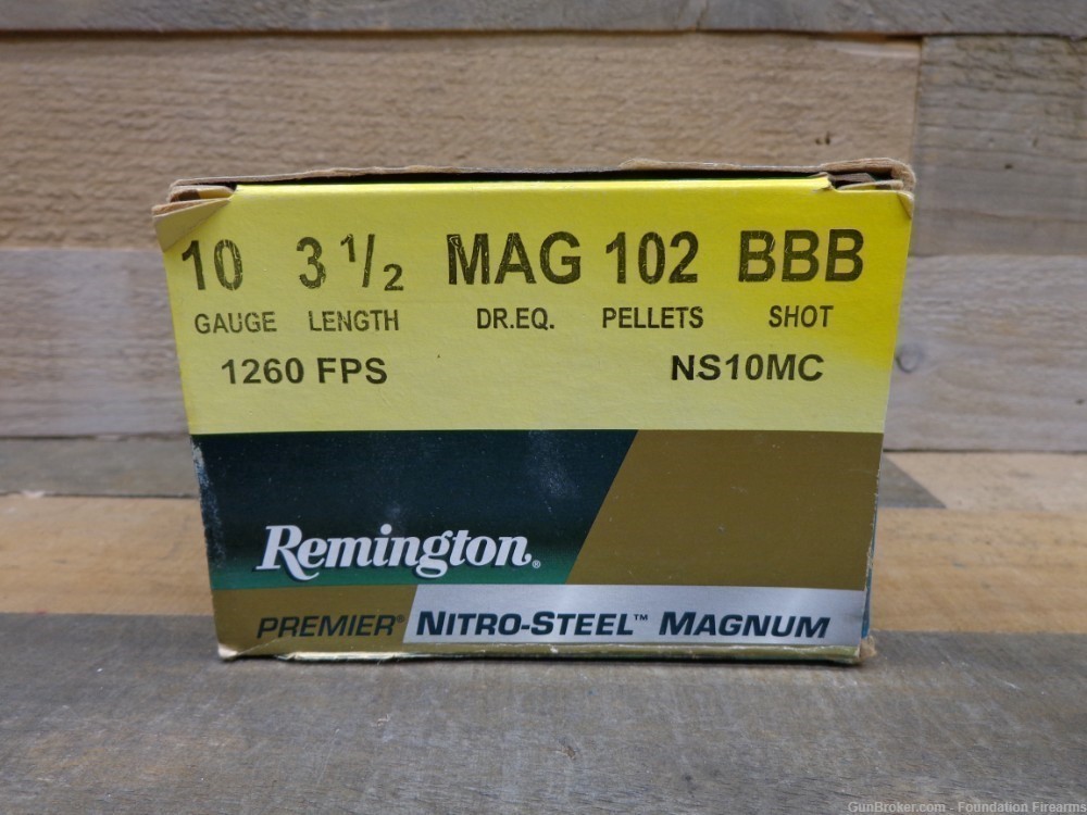 Remington 10 Gauge 3-1/2" BBB Nitro Steel Magnum Shotgun Shells 22 Rounds -img-1
