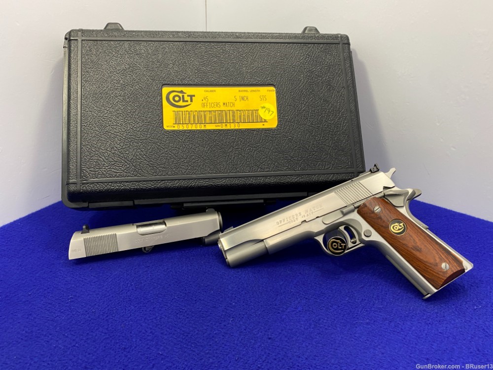 1988 Colt Officers Match .45 Auto Stainless *AMAZING 1 OF 350 EVER MADE*-img-0