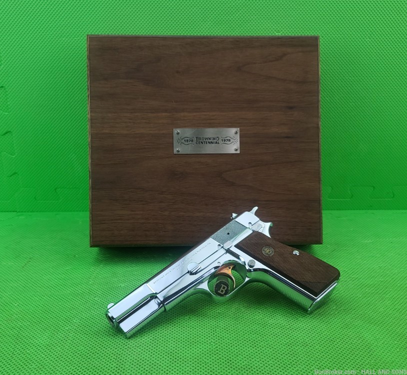 Browning HI-POWER * 9mm BRIGHT NICKEL * CENTENNIAL 1878 * 1978 BELGIUM MADE-img-1