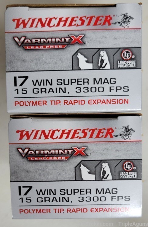 Winchester Varmint X 17WSM 15gr lead free polymer lot of 100rds X17W15PLF-img-0