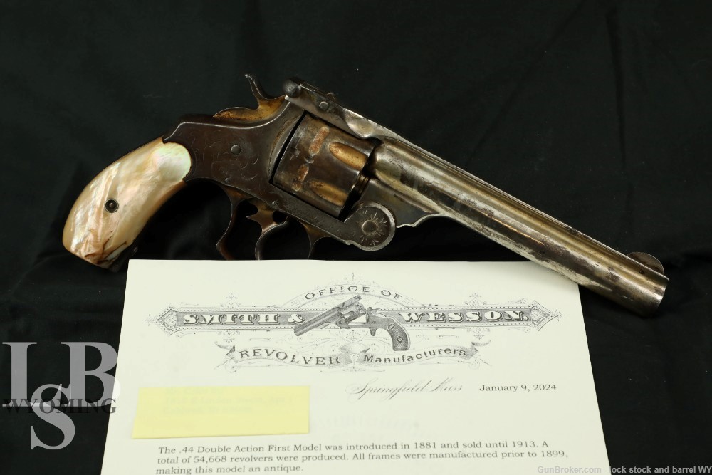 Period Engraved Smith & Wesson 6” .44 Russian DA 1st Model Revolver Antique-img-0
