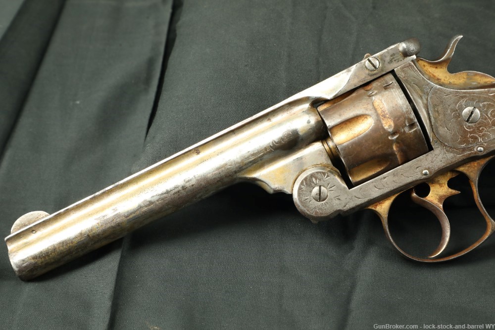 Period Engraved Smith & Wesson 6” .44 Russian DA 1st Model Revolver Antique-img-6