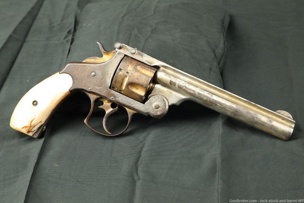 Period Engraved Smith & Wesson 6” .44 Russian DA 1st Model Revolver Antique-img-2