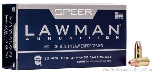 1000 Round Case Speer 53620 Lawman 9mm 147 gr TMJ-img-0