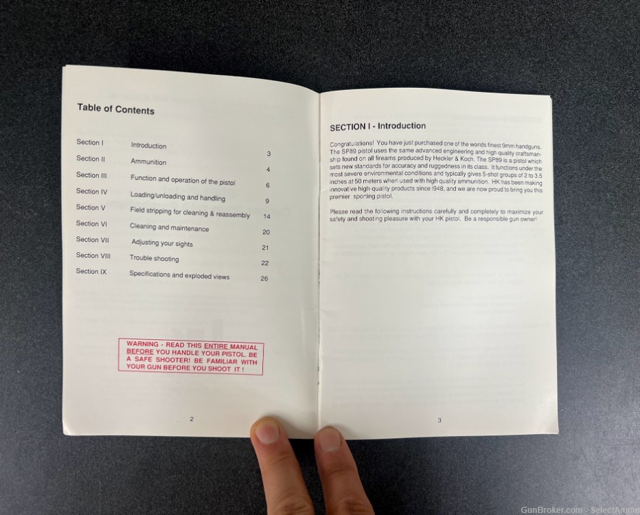 H&K SP89 Factory Owners Manual original - 1993 Edition-img-2