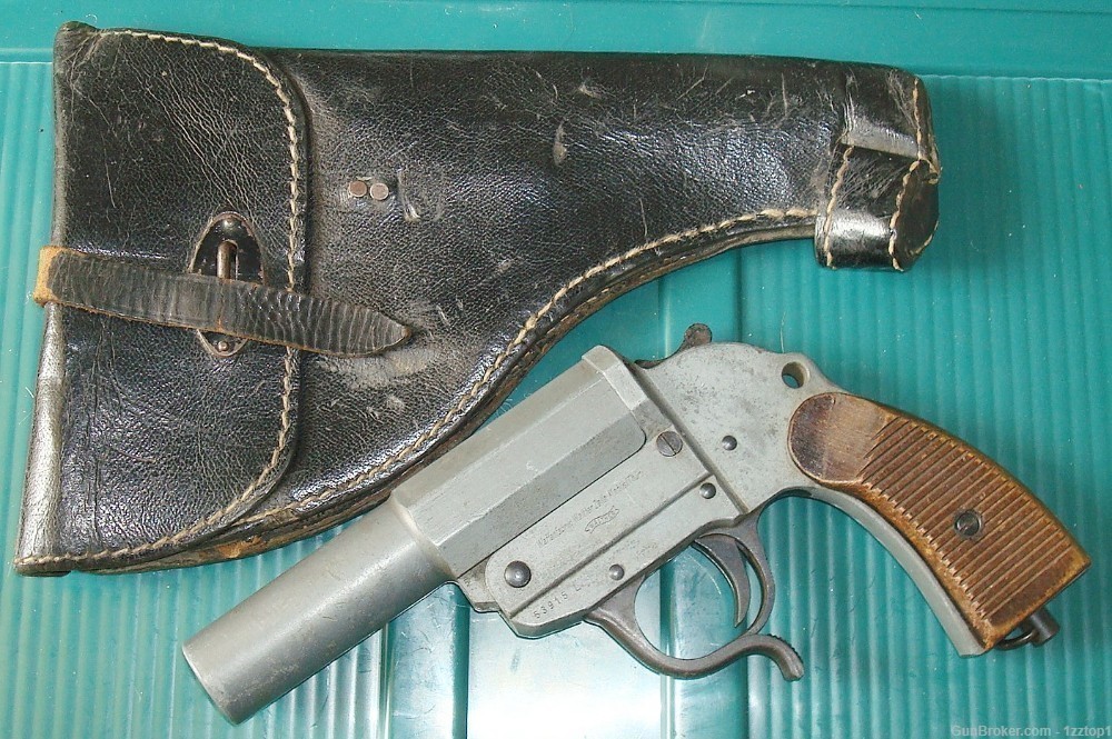 WWII German Police Zinc - Heer Flare / Signal Pistol Rig - Walther -img-0