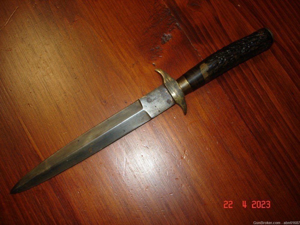 WWI-WWII German hunting fighting knife bone handle unmkd-img-2