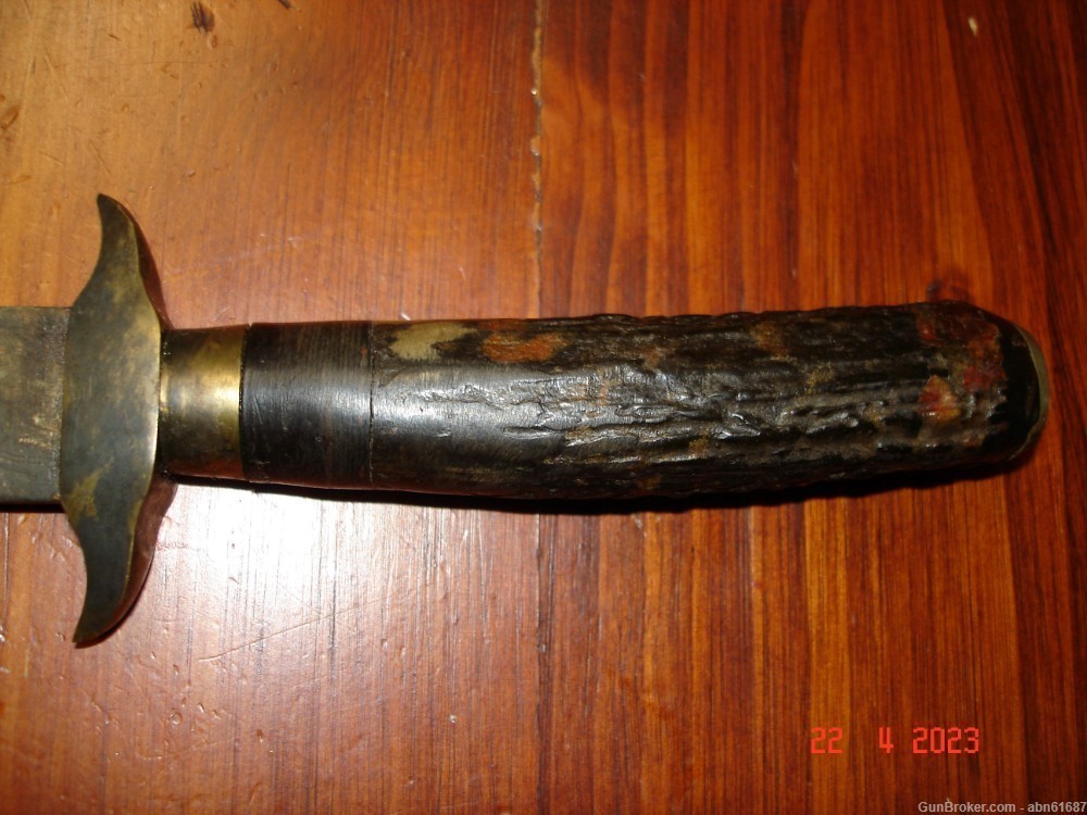 WWI-WWII German hunting fighting knife bone handle unmkd-img-1