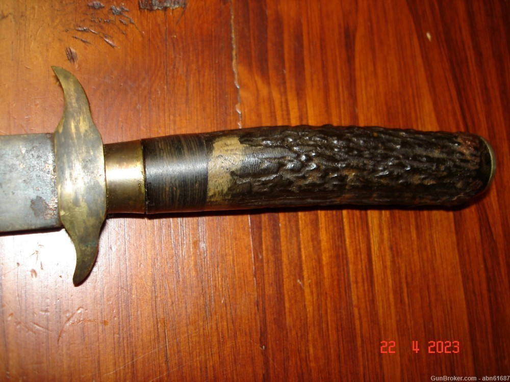 WWI-WWII German hunting fighting knife bone handle unmkd-img-3