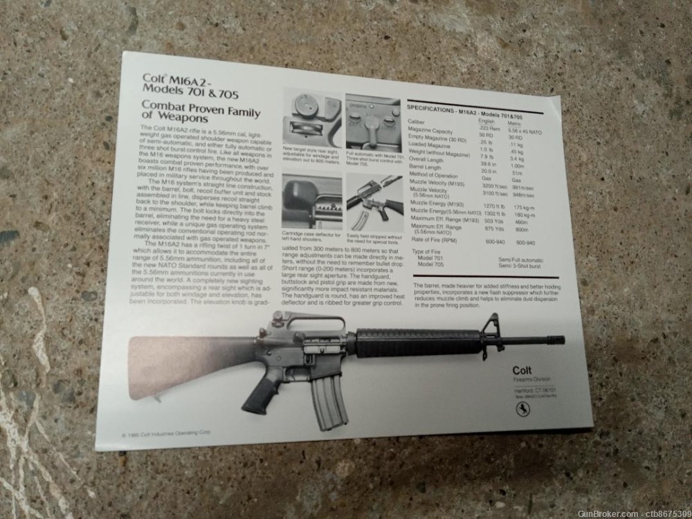 Colt M16A2 Rifle Specifications Chart-img-1