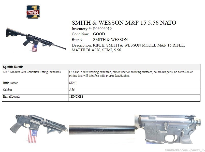 Smith & Wesson M&P 15 Semi Auto 5.56 Rifle W/ Flag Mag-img-8